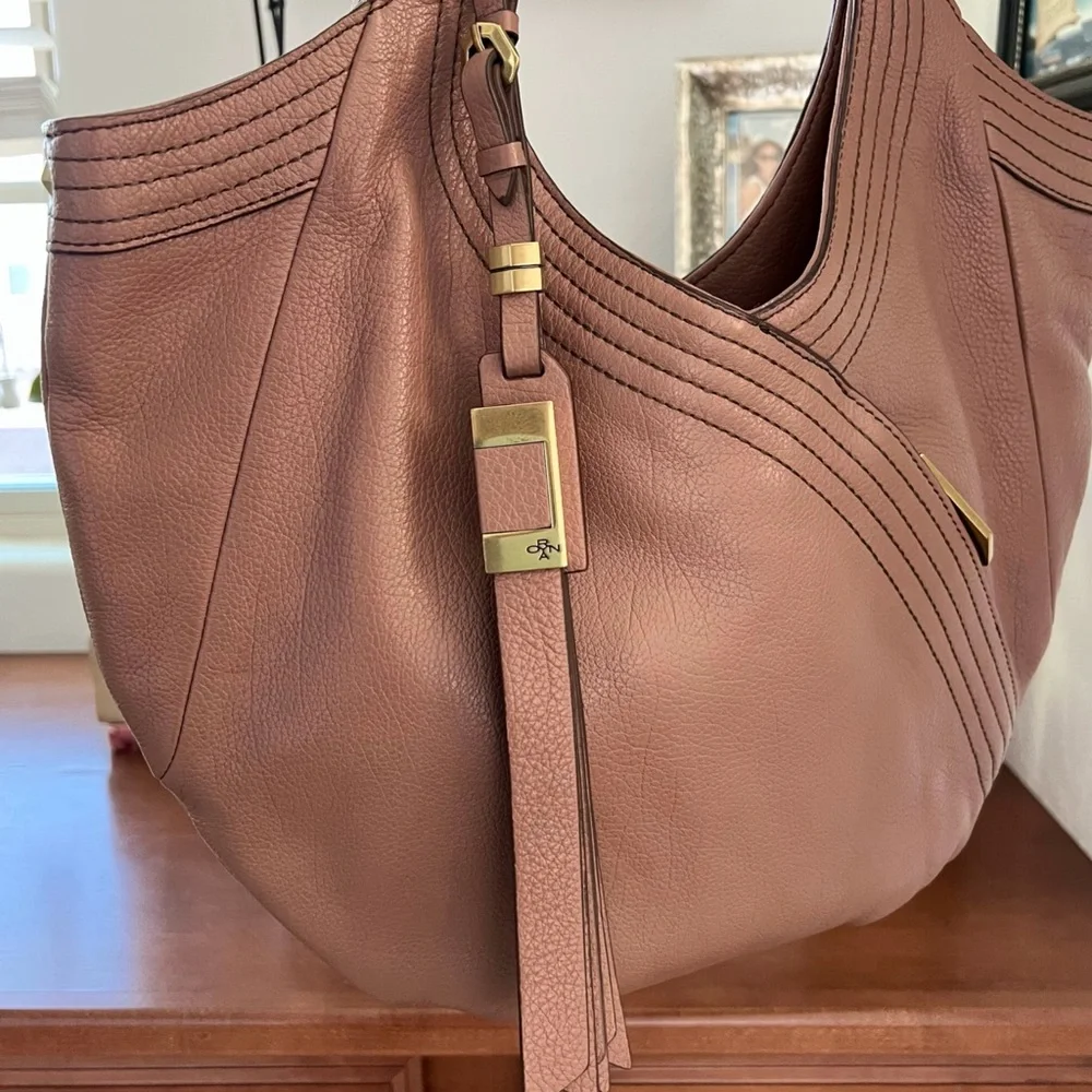 orYANY Leather Hobo Bag Tassel Pebble Leather Mauve Tan Brown MANY POCKETS 😍